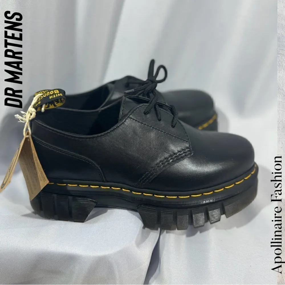 DR MARTENS AUDRICK NAPPA LEATHER PLATFORM SHOES IN BLACK 10 LADIES NWT